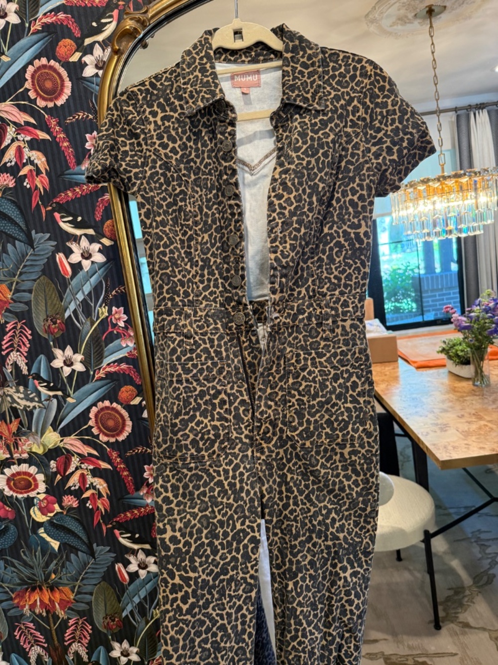 Show me your mumu cheetah denim jumpsuit - Picture 3 of 6